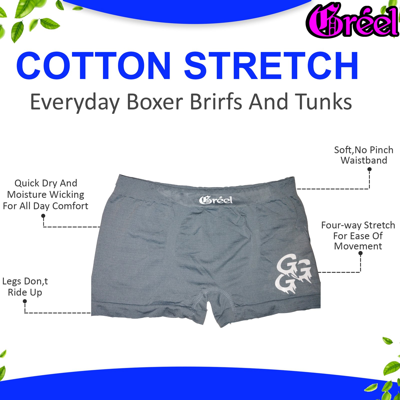 Greel Mens Short Boxer Brief Underware - Image 2